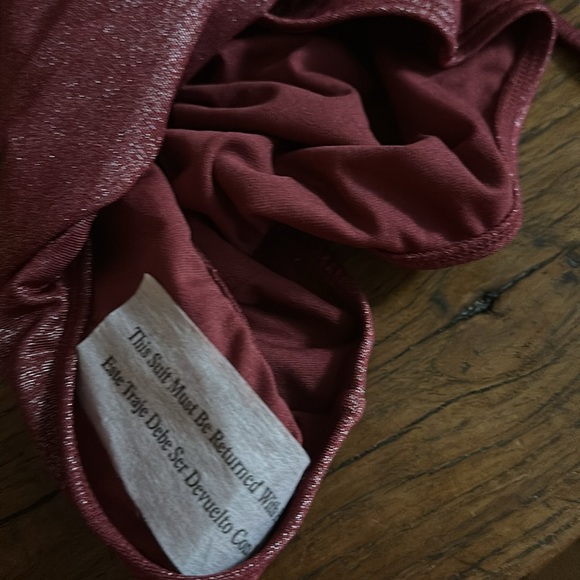 Women's Monokini Plunge Cut Out High Leg Lurex One Piece Swimsuit - Picture 4 of 6